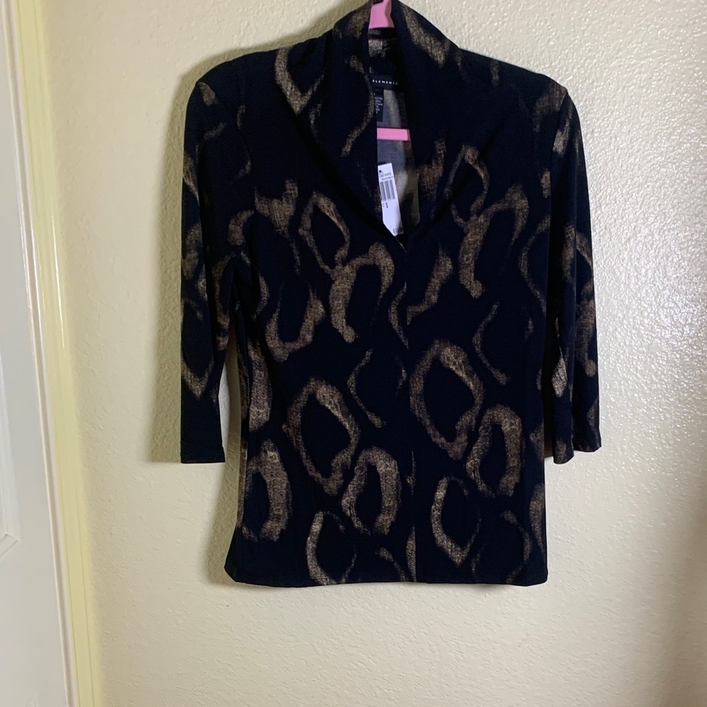 Grace Elements Black and Brown Long Sleeve Top